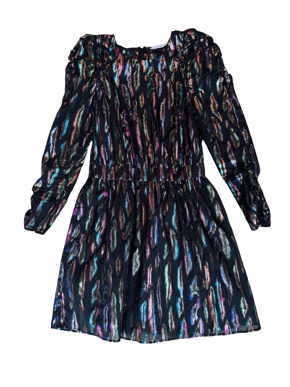 & Other Stories Black Dress with Iridescent Metallic Streaks Disco Dress